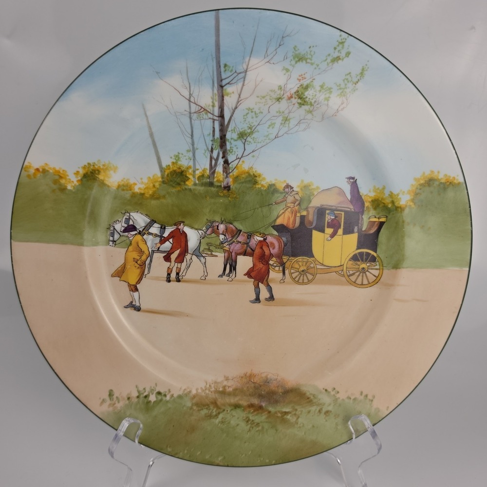 Royal Doulton Coaching Days E2768 Blue Sky Dinner Plate Carriage Scene